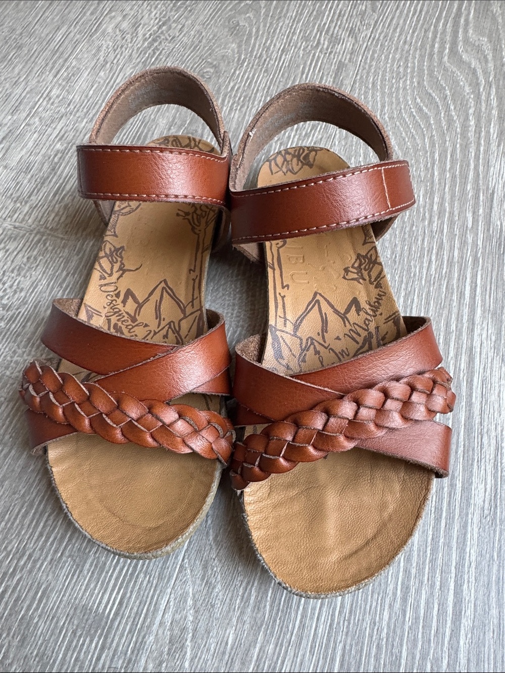 Girls blowfish Tan Braided Strap Sandals with Ankle Velcro